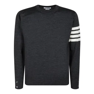 Thom Browne Grey Virgin Wool Sweater In Black