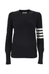 Thom Browne Navy Wool 4-bar Relaxed V-neck Cardigan In Blue
