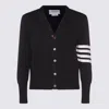 Thom Browne Wool Cardigan With Striped Sleeve Detail In Black