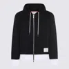 Thom Browne Zip Up Hoodie With Engineered 4 Bar In Color Blocked Solid In Black