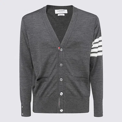 THOM BROWNE THOM BROWNE DARK GREY WOOL KNITWEAR