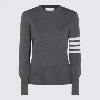 THOM BROWNE THOM BROWNE DARK GREY WOOL KNITWEAR