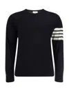 Thom Browne Navy Cashmere Striped Armband Pullover