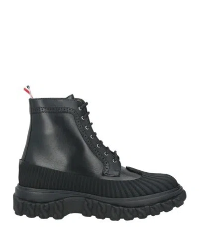 Thom Browne Man Ankle Boots Black Size 9 Calfskin, Rubber