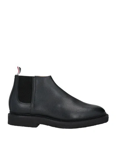 Thom Browne Man Ankle Boots Black Size 9 Leather