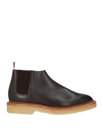 Thom Browne Man Ankle Boots Dark Brown Size 9 Leather