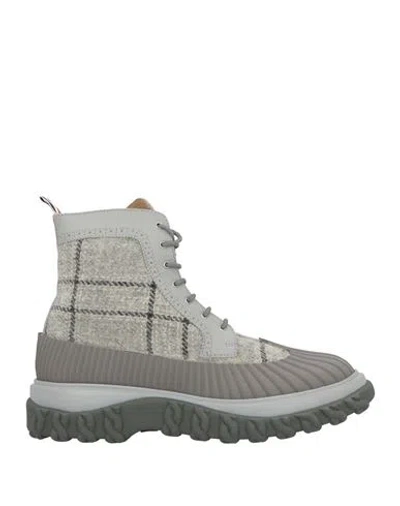 Thom Browne Man Ankle Boots Grey Size 8 Leather, Textile Fibers In Gray