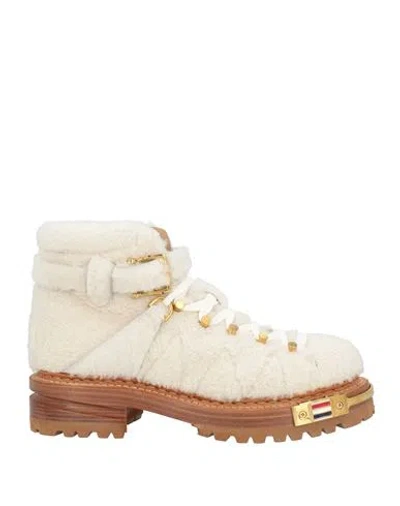Thom Browne Man Ankle Boots Ivory Size 9 Shearling In White