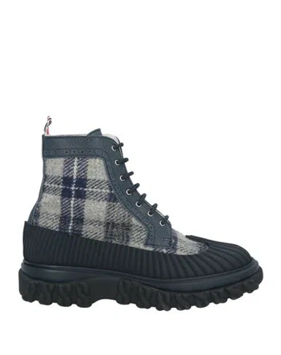 Thom Browne Man Ankle Boots Navy Size 9 Leather, Textile Fibers