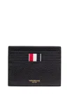 Thom Browne Rwb Leather Card Case In Black