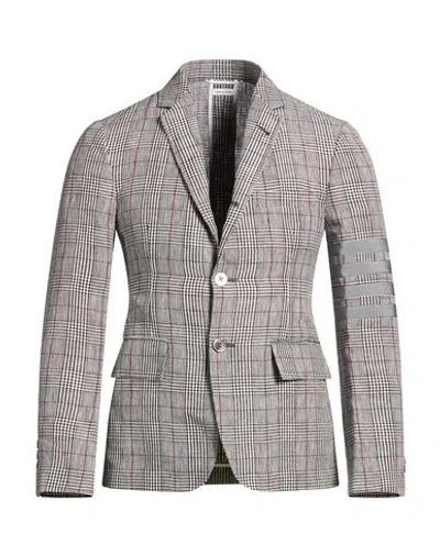 Thom Browne Prince Of Wales Checked Linen-tweed Blazer In Burgundy