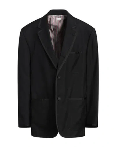 Thom Browne Man Blazer Black Size 2 Textile Fibers