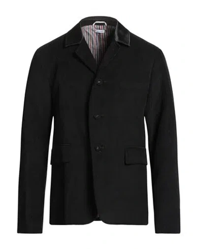 Thom Browne Man Blazer Black Size 3 Cotton, Silk