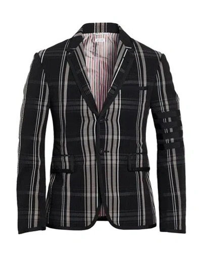 Thom Browne Man Blazer Black Size 4 Cotton, Polyester