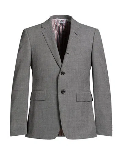 Thom Browne Man Blazer Black Size 5 Wool In Gray