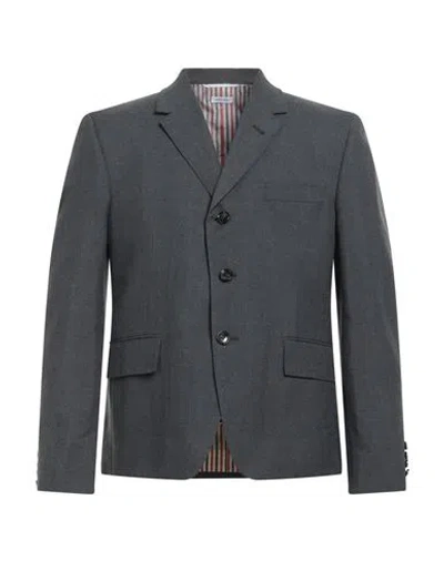 Thom Browne Man Blazer Charcoal Size 2 Wool, Polyester
