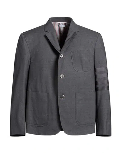 Thom Browne Man Blazer Charcoal Size 4 Wool In Gray