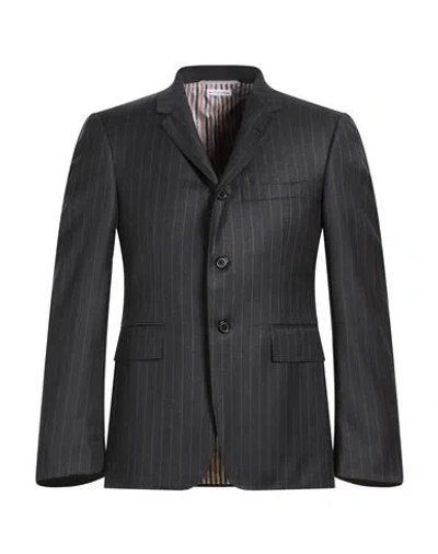 Thom Browne Man Blazer Charcoal Size 4 Wool In Gray