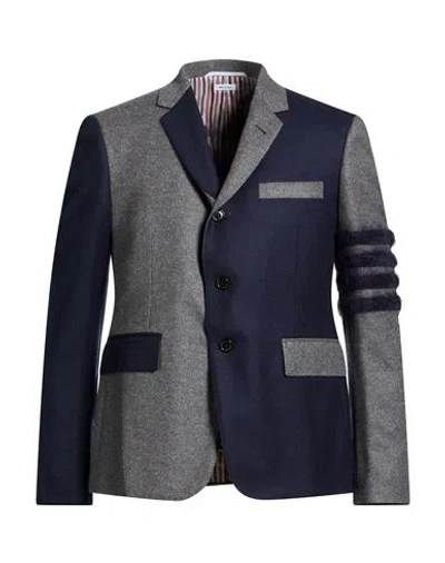 Thom Browne Man Blazer Grey Size 2 Wool In Blue