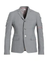 Thom Browne Man Blazer Grey Size 4 Wool, Polyester
