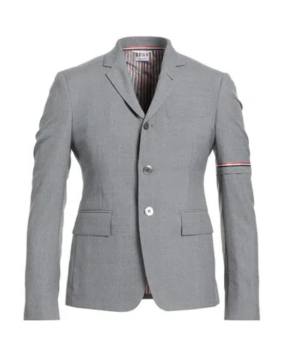 Thom Browne Man Blazer Grey Size 4 Wool, Polyester
