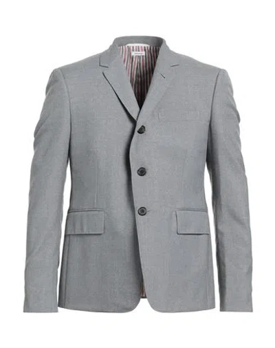 Thom Browne Man Blazer Grey Size 4 Wool, Polyester