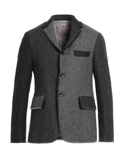 Thom Browne Man Blazer Lead Size 4 Wool In Grey