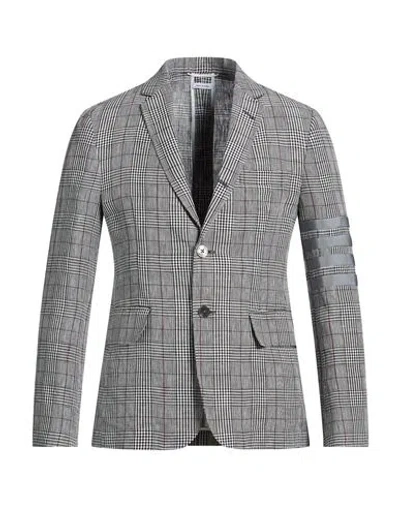 Thom Browne Man Blazer Light Grey Size 0 Linen In Gray