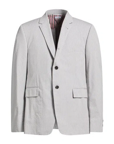 Thom Browne Man Blazer Light Grey Size 4 Cotton In Gray