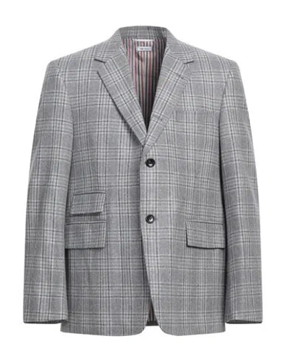 Thom Browne Man Blazer Light Grey Size 4 Wool, Cashmere