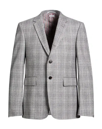 Thom Browne Man Blazer Light Grey Size 5 Wool, Cashmere In Gray