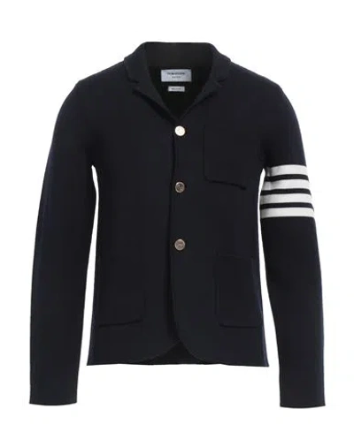 Thom Browne Man Blazer Midnight Blue Size 3 Virgin Wool, Nylon