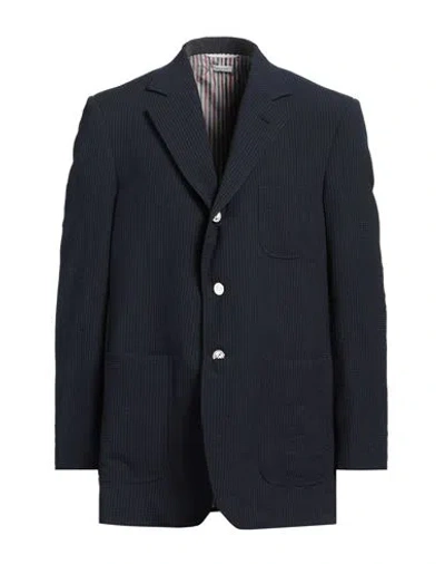 Thom Browne Man Blazer Midnight Blue Size 3 Wool