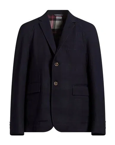 Thom Browne Man Blazer Midnight Blue Size 3 Wool, Silk In Black
