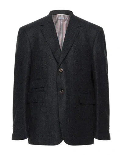 Thom Browne Man Blazer Midnight Blue Size 4 Wool In Black