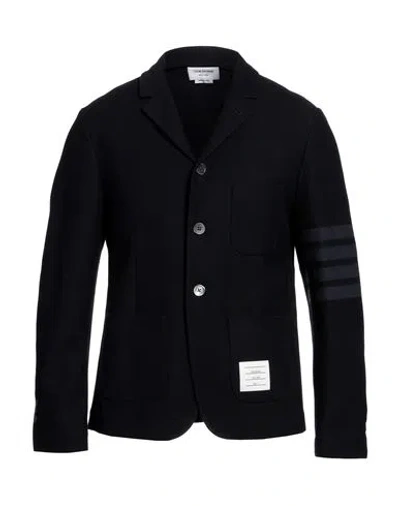 Thom Browne Man Blazer Midnight Blue Size 5 Cotton In Black
