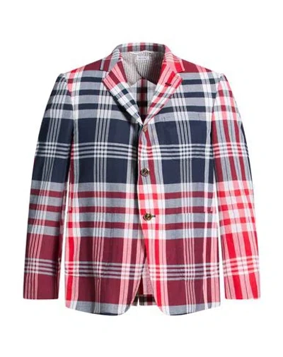 Thom Browne Man Blazer Navy Size 3 Cotton In Blue
