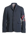 Thom Browne Man Blazer Navy Size 4 Cotton In Blue