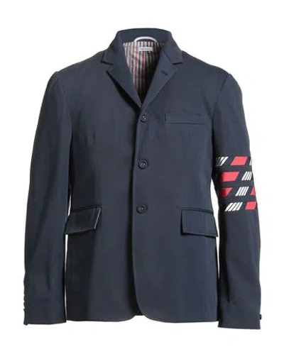 Thom Browne Man Blazer Navy Size 4 Cotton In Blue