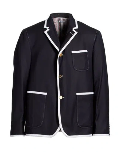 Thom Browne Grosgrain-trimmed Wool-twill Blazer In Black