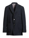 Thom Browne Man Blazer Navy Size 5 Cotton, Polyester, Polyamide, Wool, Textile Fibers In Blue