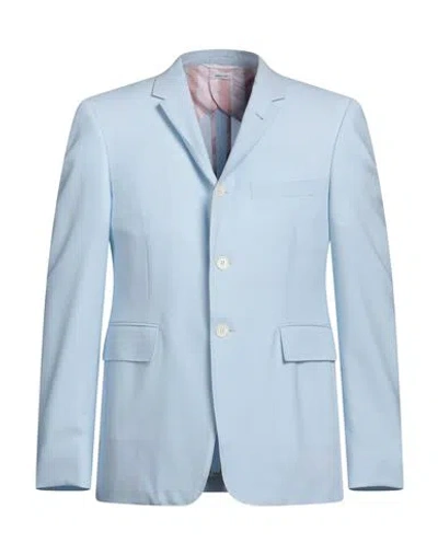 Thom Browne Man Blazer Sky Blue Size 5 Wool