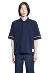 Thom Browne Navy Blue Polo Shirt With Tricolour Detail In Blue