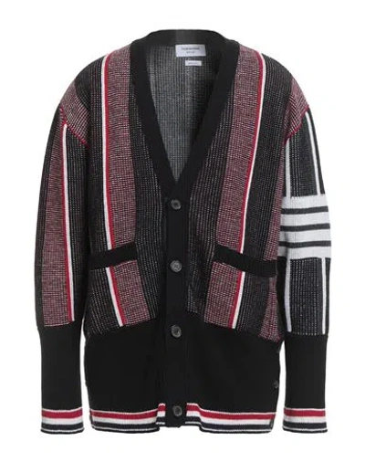 Thom Browne Man Cardigan Black Size 5 Merino Wool In Multi