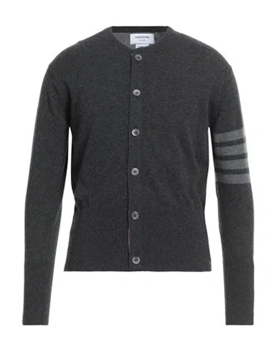 Thom Browne Man Cardigan Charcoal Size 5 Cashmere In Gray