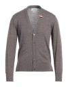 Thom Browne Man Cardigan Cocoa Size 3 Virgin Wool, Polyamide