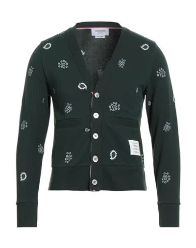 Thom Browne Man Cardigan Dark Green Size 00 Cotton