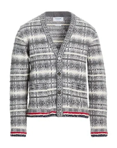 Thom Browne Man Cardigan Grey Size 1 Virgin Wool, Mohair Wool, Polyamide, Wool In Multi