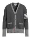 Thom Browne Thome Browne Hector Icon Intarsia V Neck Cardigan In Gray