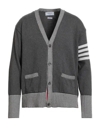 Thom Browne Man Cardigan Grey Size 2 Cotton In Gray